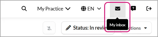 My inbox icon on the top right of the page