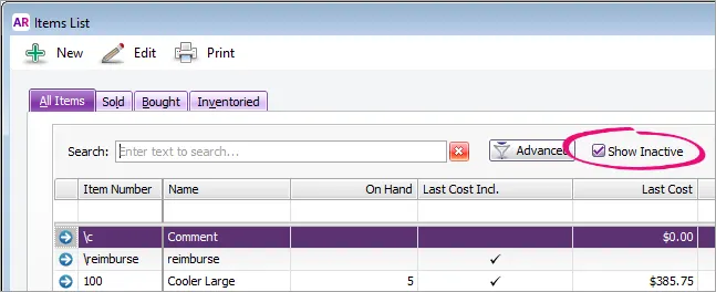 Filter List Inactive Deleting or deactivating items