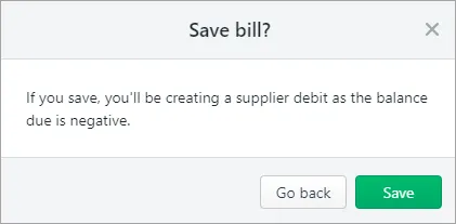 Save bill confirmation