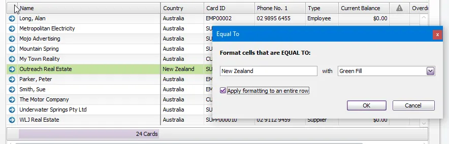 Condition formatting highlight