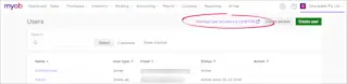 Myob Add User Manage users