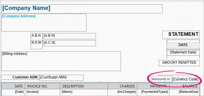 Adding the Currency Code field to a statement form