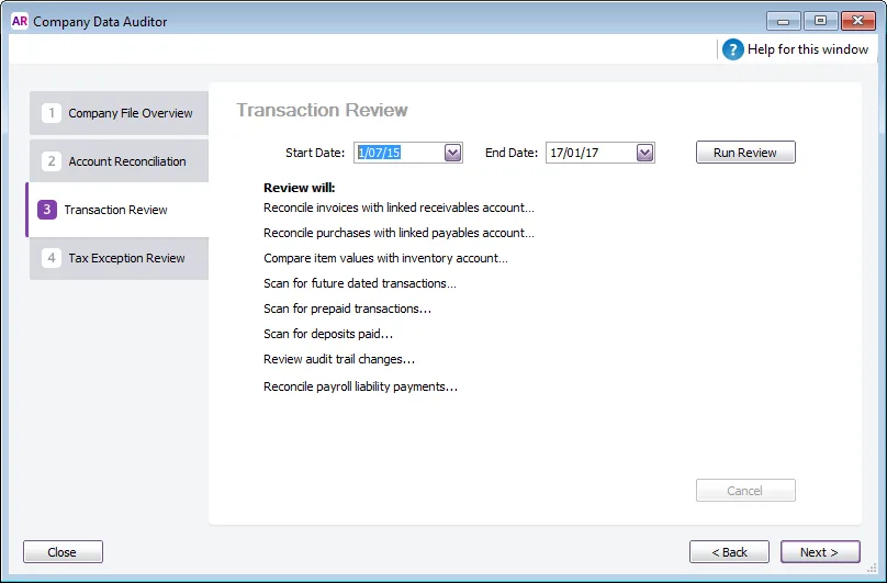 Transaction review step