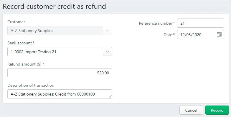 Refunding a credit