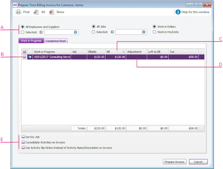 Invoice Tim Creating time billing invoices