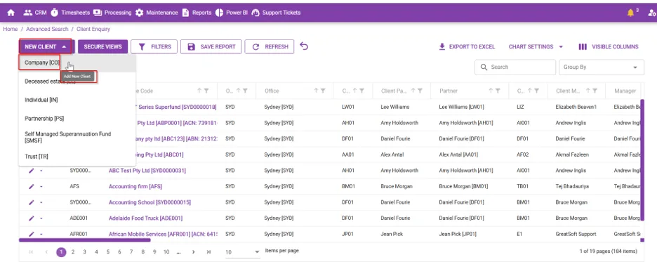 New Client - Company - Add New Client