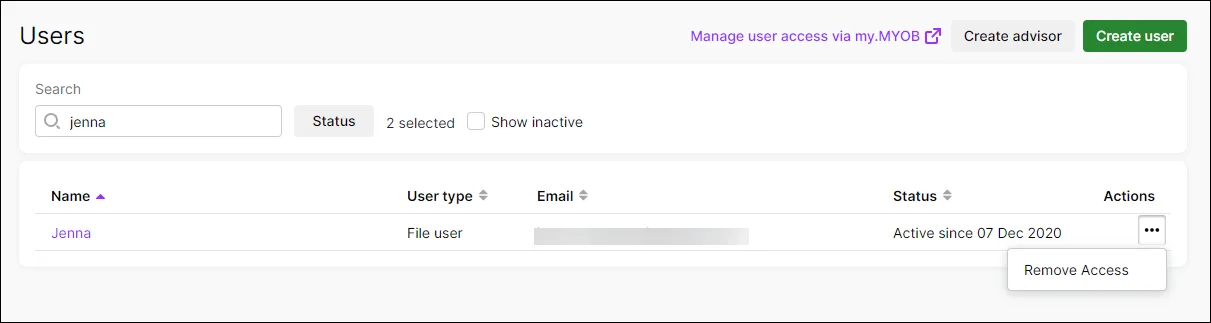 Edit and delete users