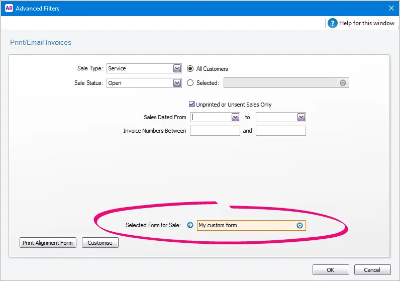 Advanced filters window with selected for for sale field highlighted