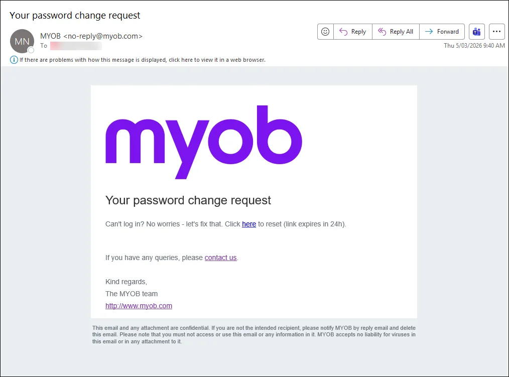 Password change email
