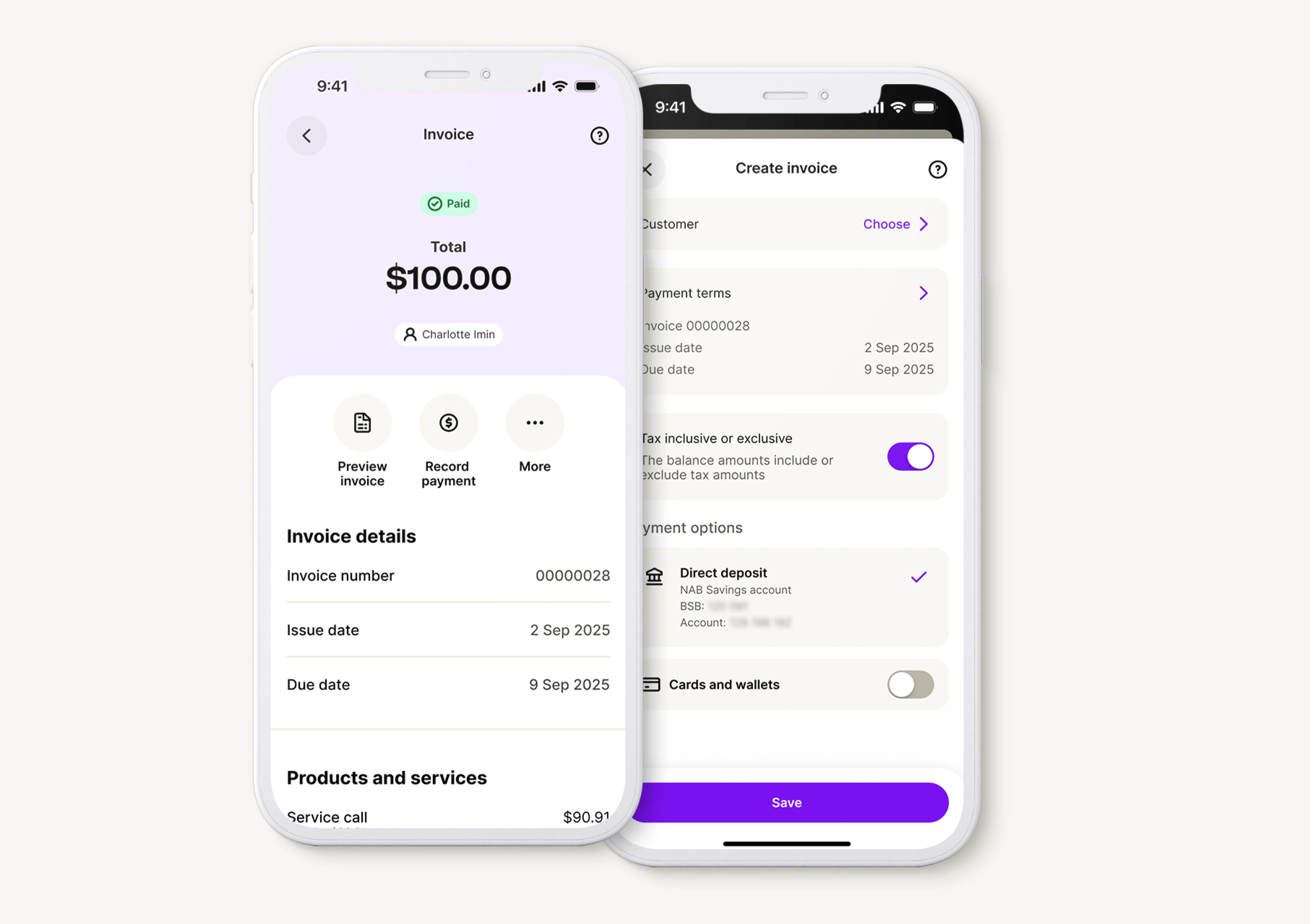 Create and edit invoices from your mobile phone with the MYOB Assist app - included free with your MYOB Business subscription.