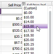Example sell price search