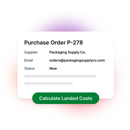 Gain insights into your actual product costs, enabling more informed pricing decisions.
Solve one of the most complicated and time-consuming tasks of calculating landed costs - taking into account the original price of the product, transportation fees (both inland and ocean), customs, duties, taxes etc. 