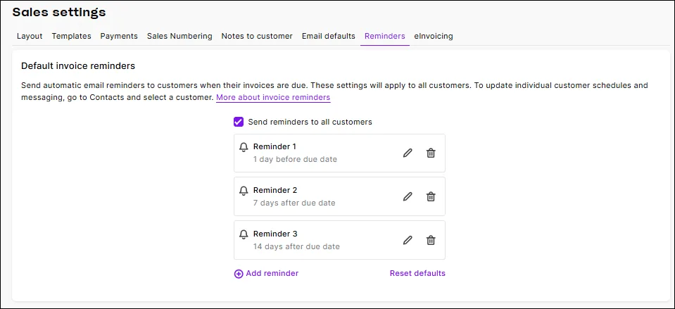 Smart invoice reminder settings are in the web browser version of AccountRight