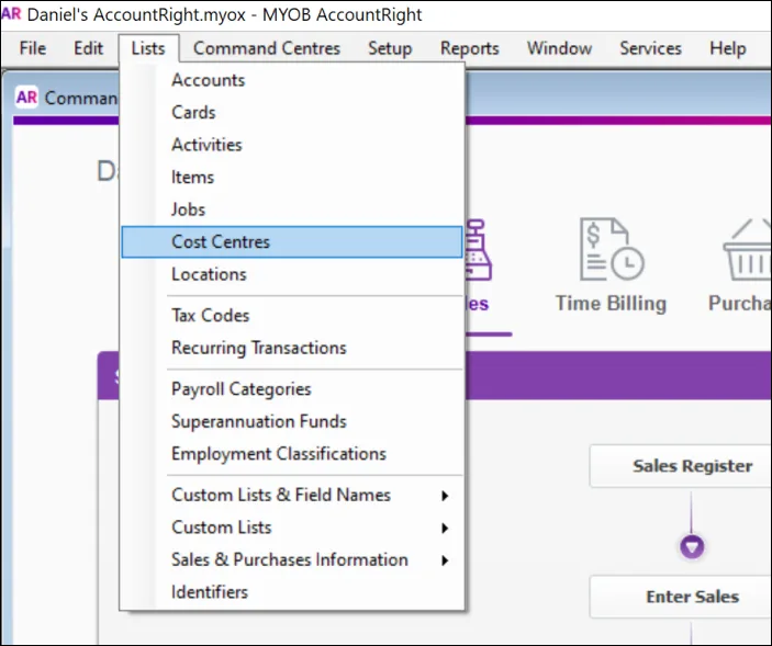 Categories are now called Cost Centres