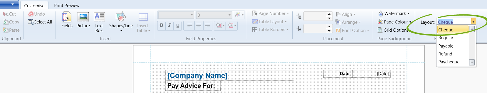Personalising cheques