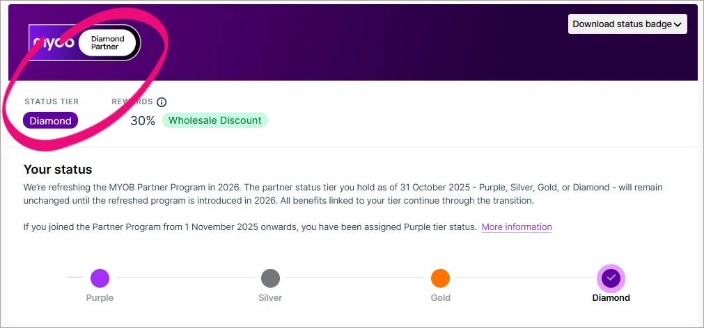 Partner Program tier highlighted on the Partner Hub
