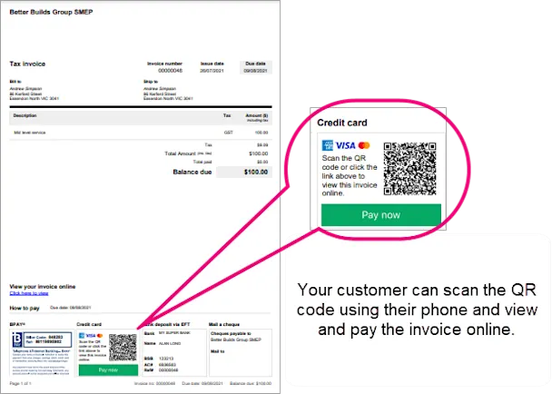 Invoice And Code Sending an online invoice link to a customer