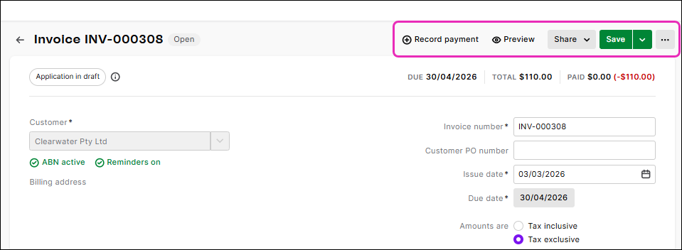 Creating customer invoices