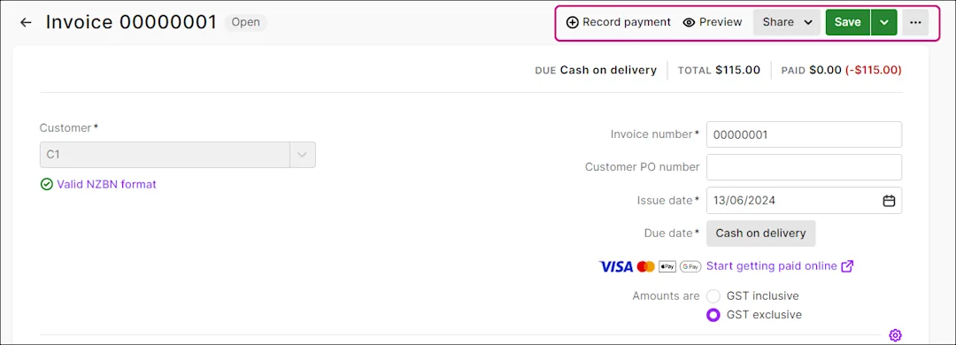 Creating customer invoices