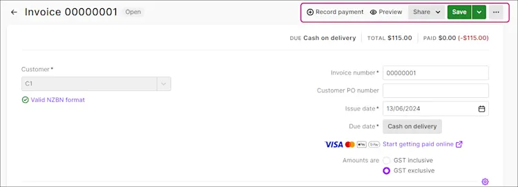 Creating customer invoices