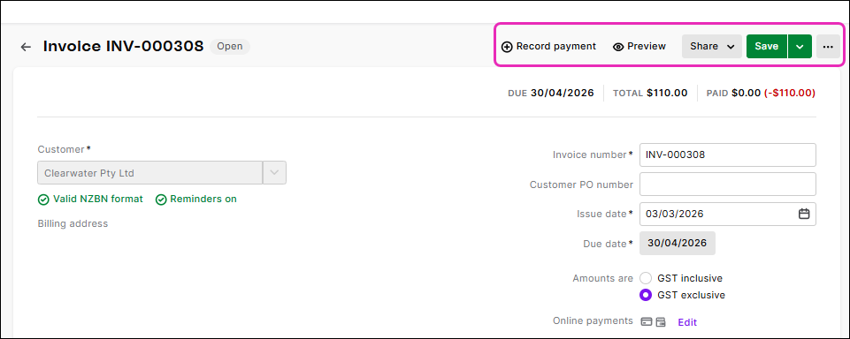 Creating customer invoices