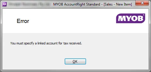 Error: You must specify a linked account for tax received