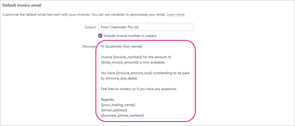 Wanadoo Emails Example Set up your default email messages