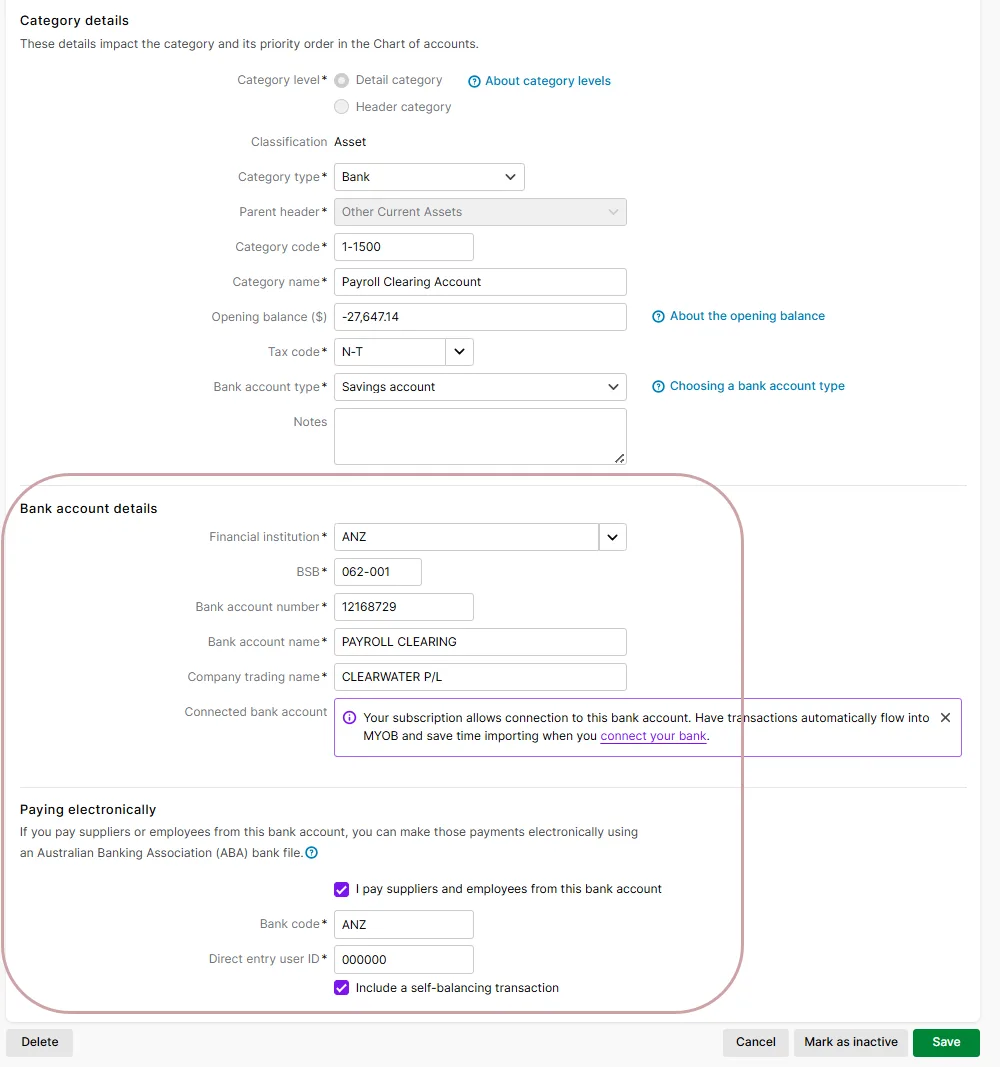 Set up your payroll clearing account