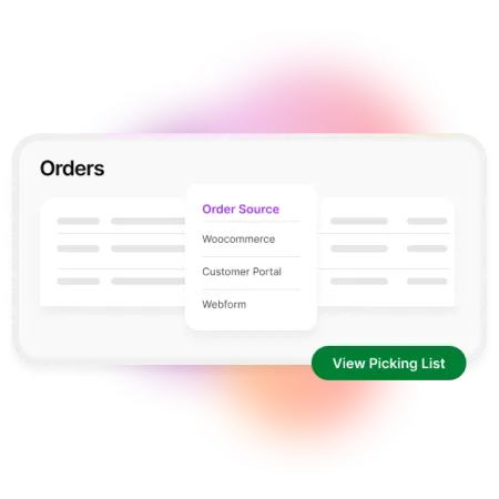 A render of the order management process in MYOB CRM.