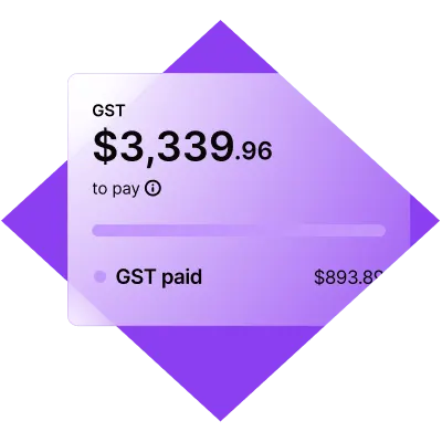 A UI of MYOB showing year-to-date GST paid and GST owing.