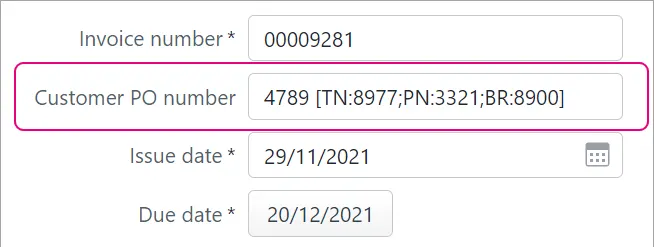 Po Number eInvoicing
