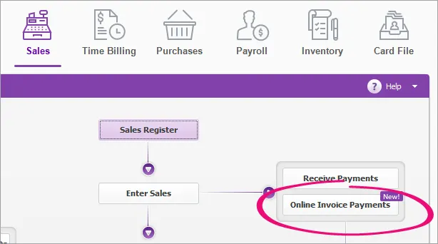 Online Invoice Payments button highlighted