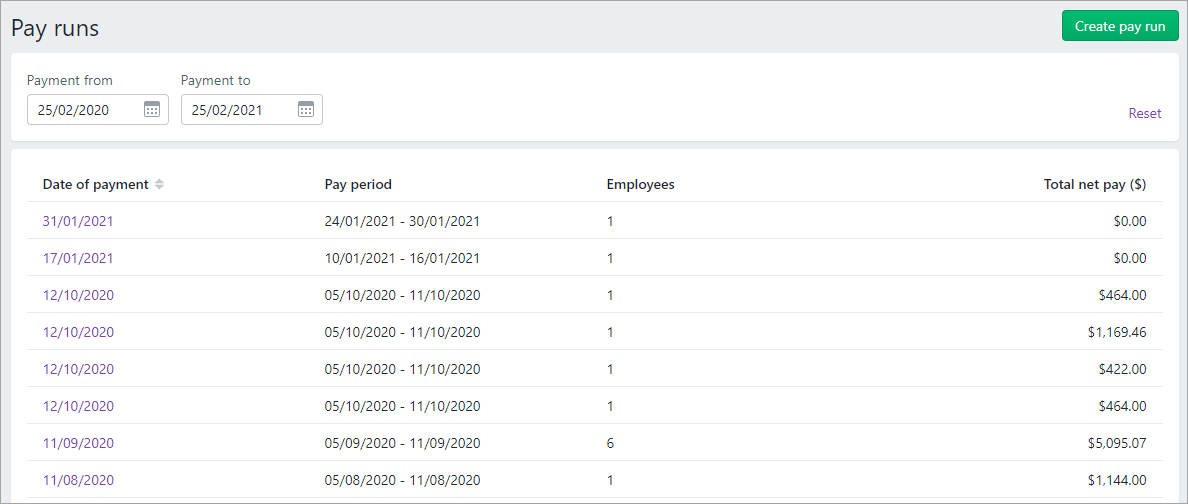 Reprinting or resending pay slips