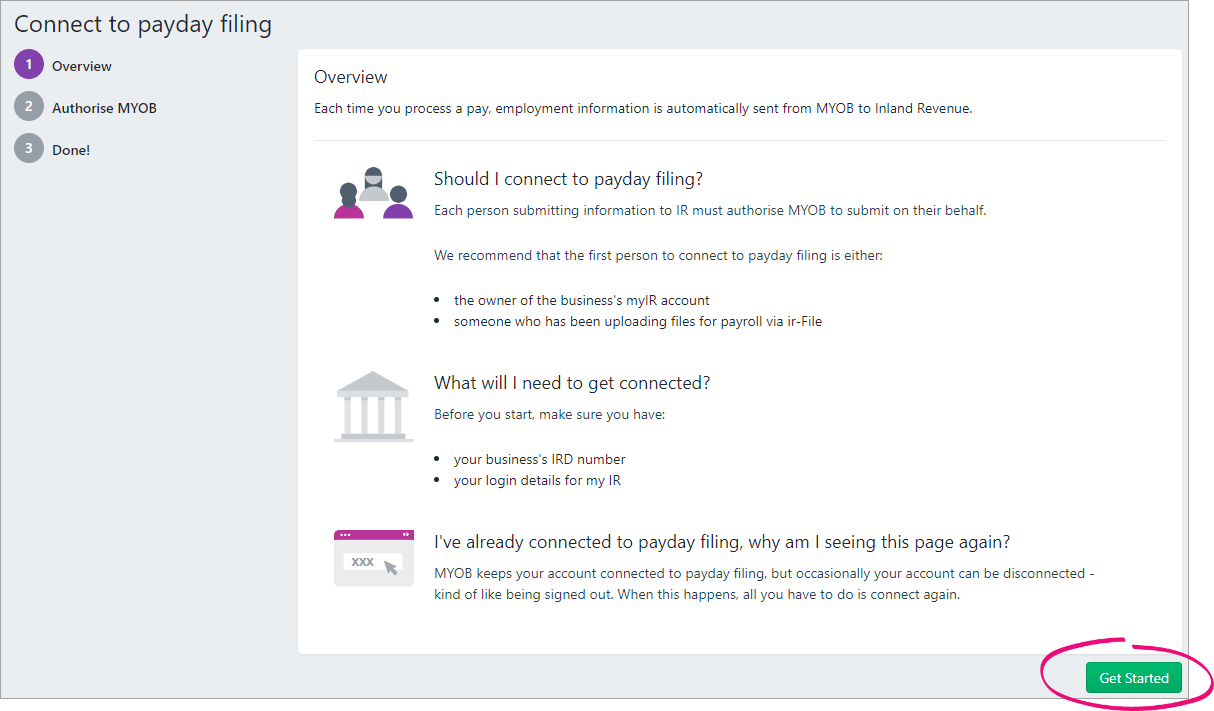 Setting up payday filing
