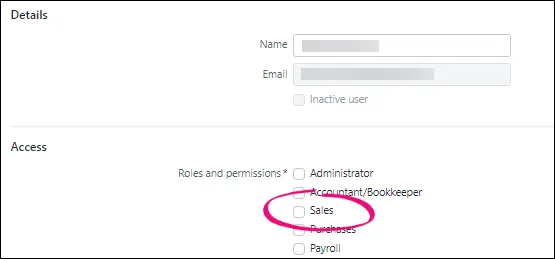 Deselect Sales role and permissions