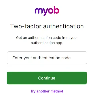 Get an authentication code from your authentication app