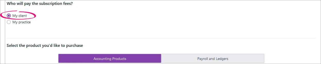 Who will pay the subscription fee - my client selected