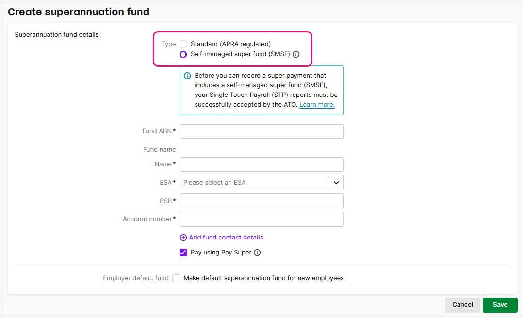 Create self managed superannuation fund