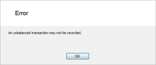 Unbalanced transaction error
