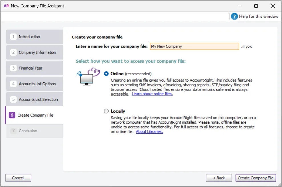 Create a company file
