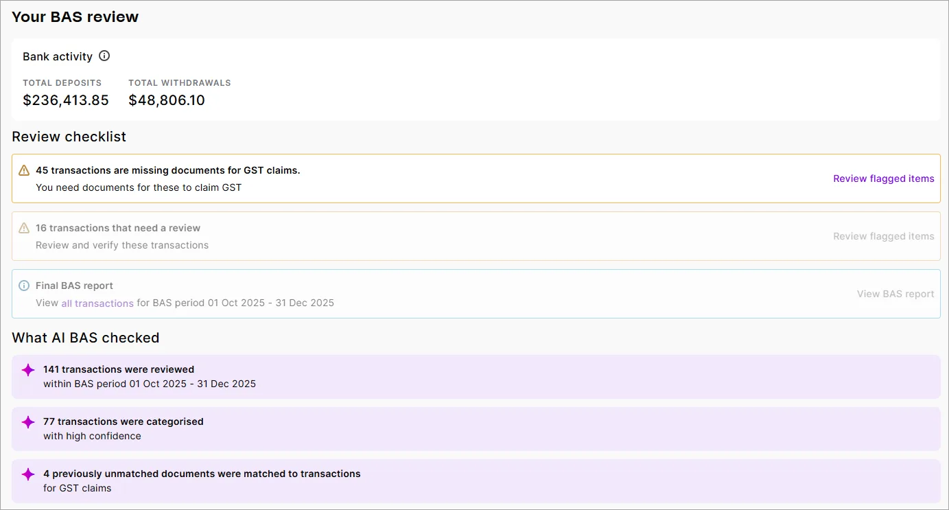 Example AI BAS review