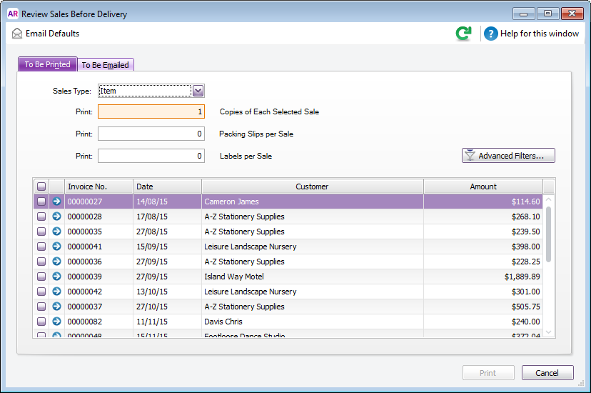 Removing transactions from the print or email queue