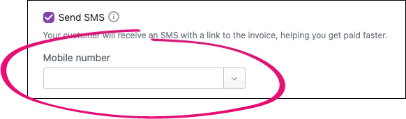 Mobile number field when you email an invoice