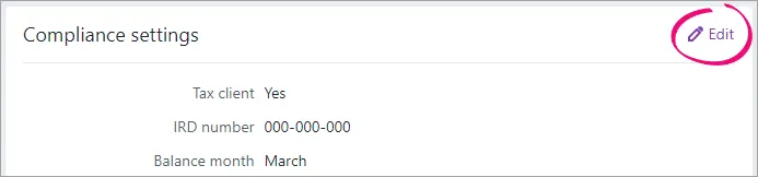 Edit button highlighted in the Compliance settings section