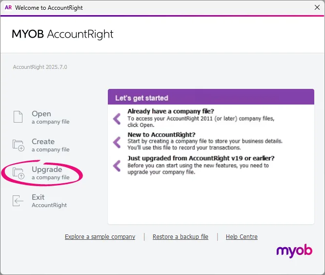 upgrade welcome window