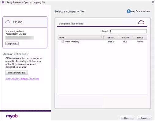 Work on an online company file