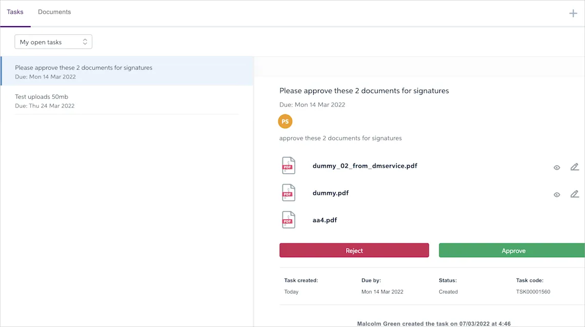 Viewing a task