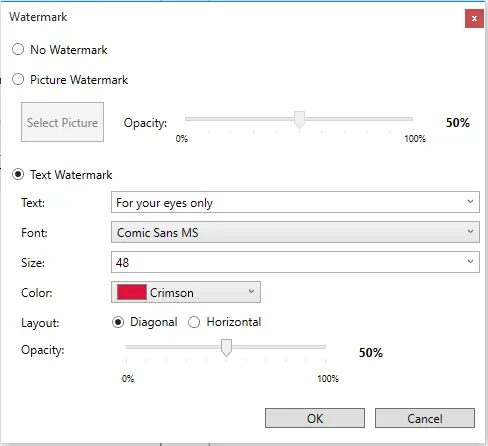 Custom report watermark