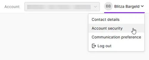 Click your user name in the top-right corner and choose Account security