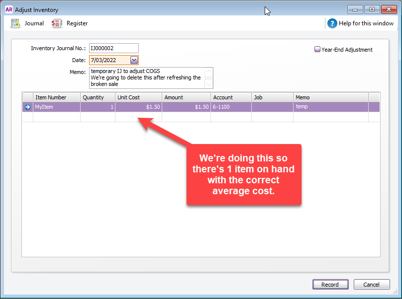 Incorrect COGS on edited sales